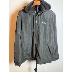 Primitive Two Fer Coach Jacket Black Hooded Skateboarding Snap Size XL 10